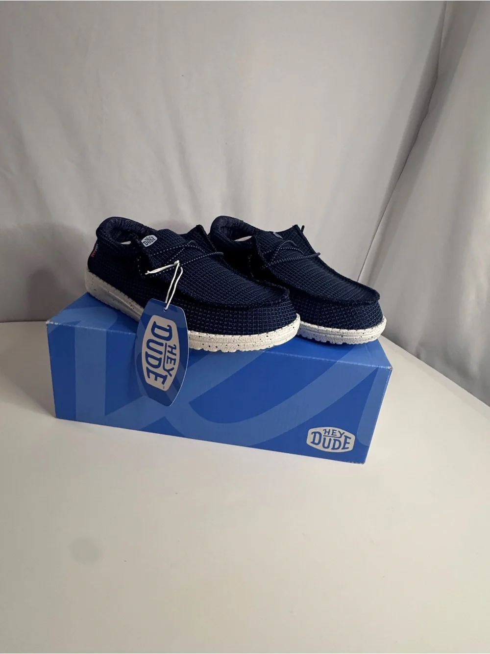 Hey Dude Navy Slip-On Shoes size 4